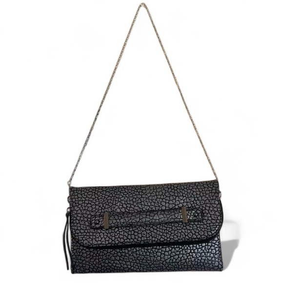 URBAN EXPRESSIONS Textured Snake-print Fold-over Crossbody Baguette Shoulder Bag - Picture 12 of 15